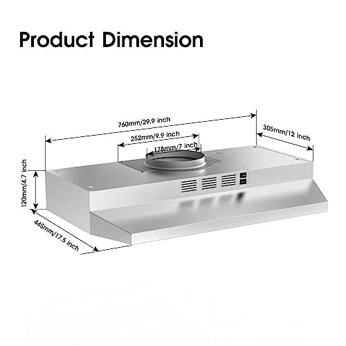 Range Hood 30 inch Under Stainless Steel Kitchen Vent Hood