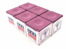 Pool Table SILVER CUP Billiard Cue Chalk 6 Pack WINE Made In USA Seller NEW