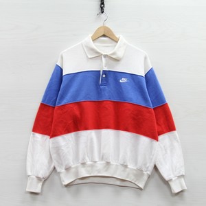 Vintage Nike Collared Pullover Sweatshirt Size XL Blue Red Striped Swoosh | eBay