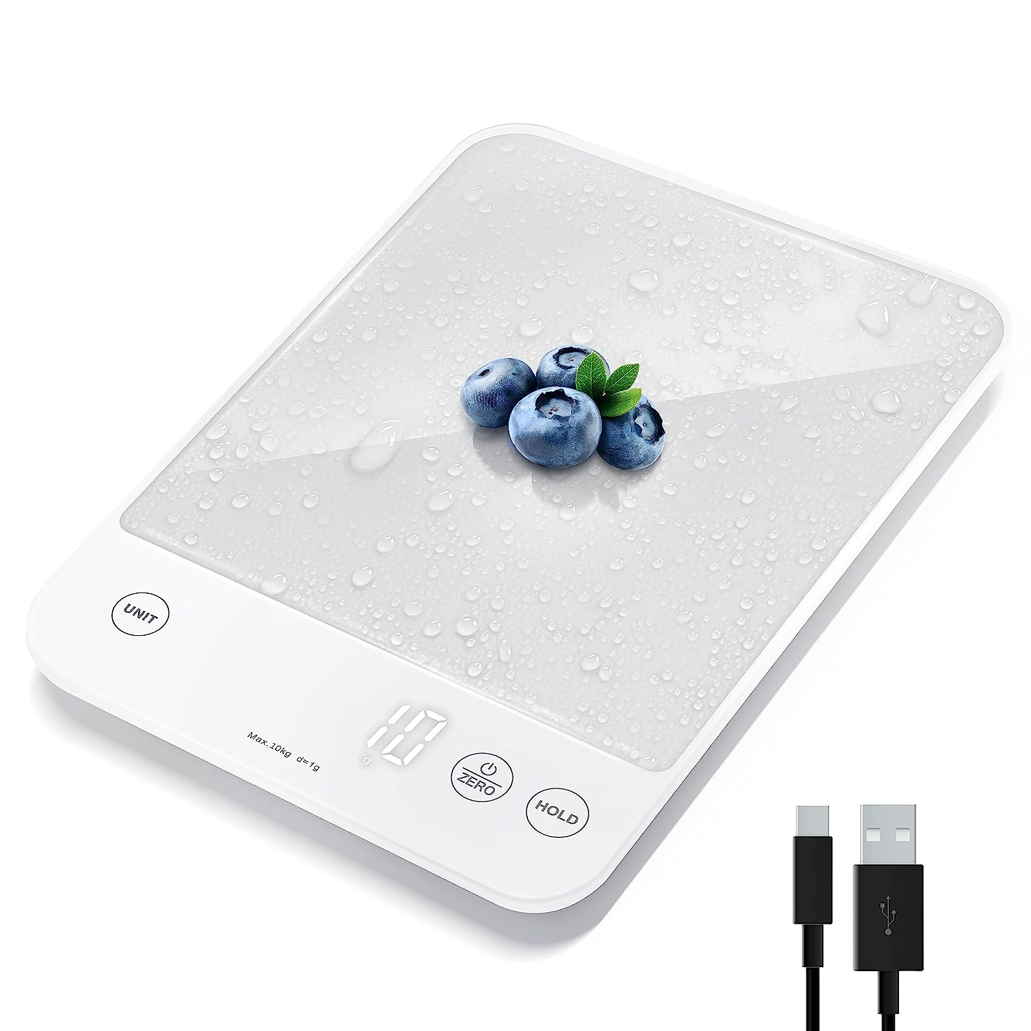 Food Kitchen Scale, 22Lb Digital Weight Scale Grams and Ounces Rechargeable Wate-image