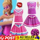 Costume for Barbie Girls Cheerleader Uniform Outfit Pullover top+Skirt Dress