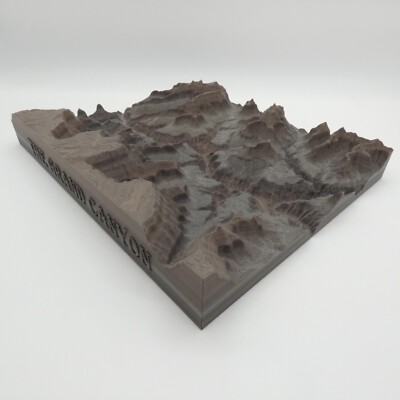Topographic Raised Relief Map of The Grand Canyon USA 3D Model Fossil Tone V2