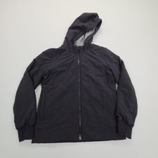 Athleta Jacket Girls Large Black Hooded Gymnastics Athletic Casual Windbreaker