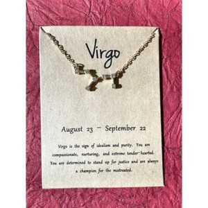 Authentic Virgo Zodiac Sign Gold Plated Necklace Constellation Cubic Zirconia