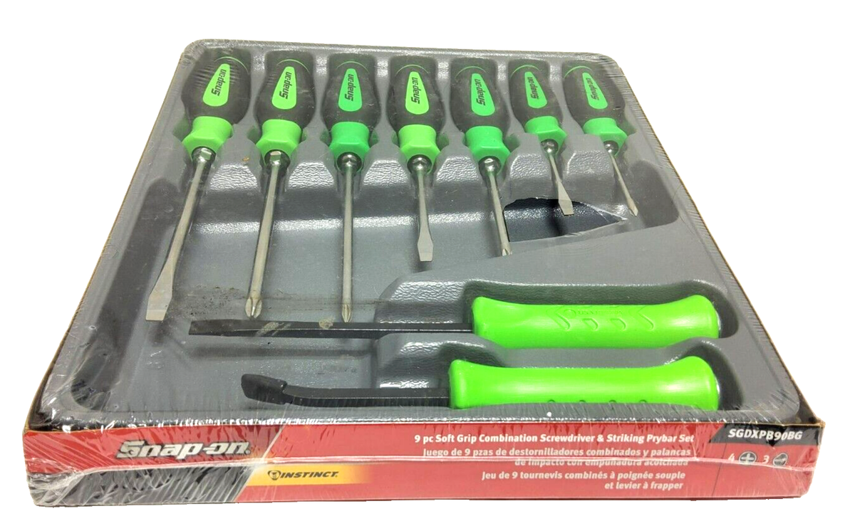 Snap-on 9pc Green Screwdriver Striking Prybar & Chisel Set