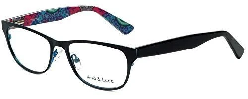 Ana & Luca Designer Reading Glasses Chiara Black Blue Crystal Floral 51 mm +7.00