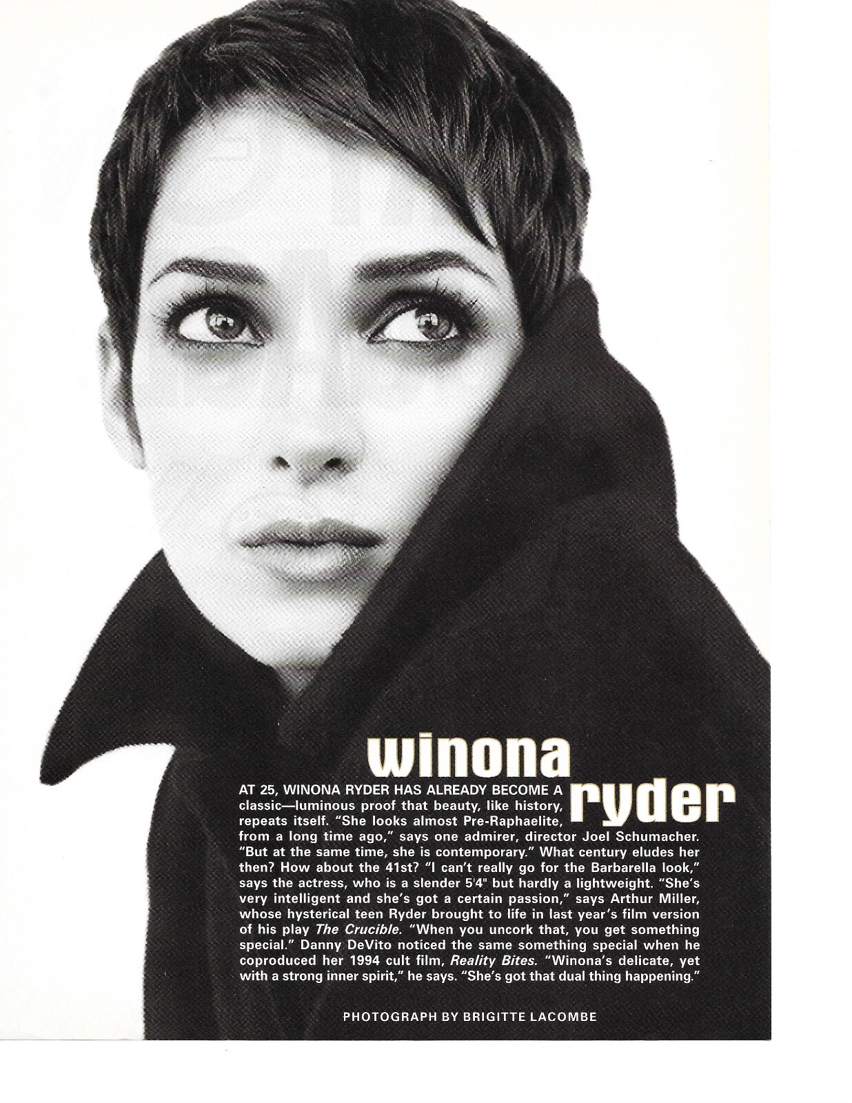 WINONA RYDER PINUP - B&W - AMAZING SHORT HAIR - 1997!! | eBay