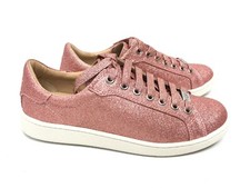 Ugg Australia Milo Glitter Pink Gunmetal Lace Up Sneakers Tennis Shoes 1100213