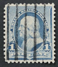 U.S. Used #219 1c Franklin, Superb. Vertical Bar Cancel. A Gem!