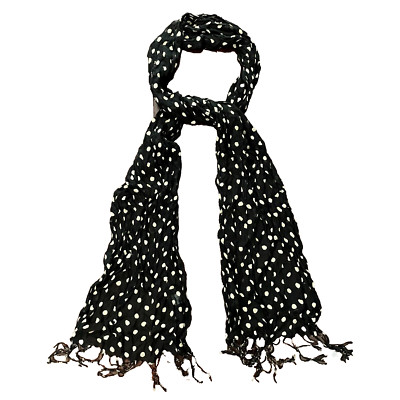Girl Kid Fashion Fringed Tasseled Polka Dotty Rectangle Scarf Wrap 15X70 Cotton