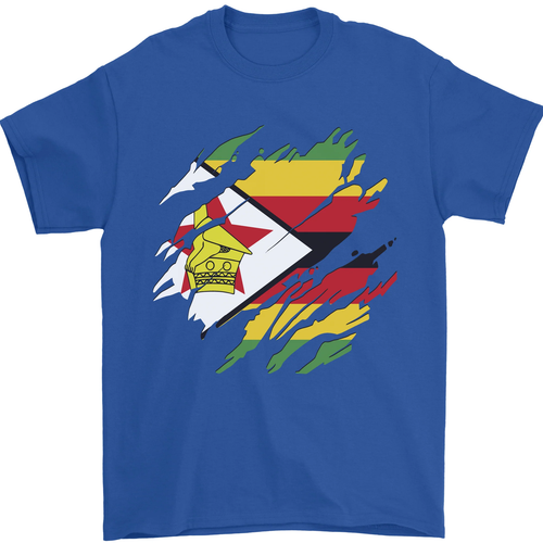 Torn Zimbabwe Flag Zimbabwean Day Football Mens T-Shirt 100% Cotton - Picture 45 of 105