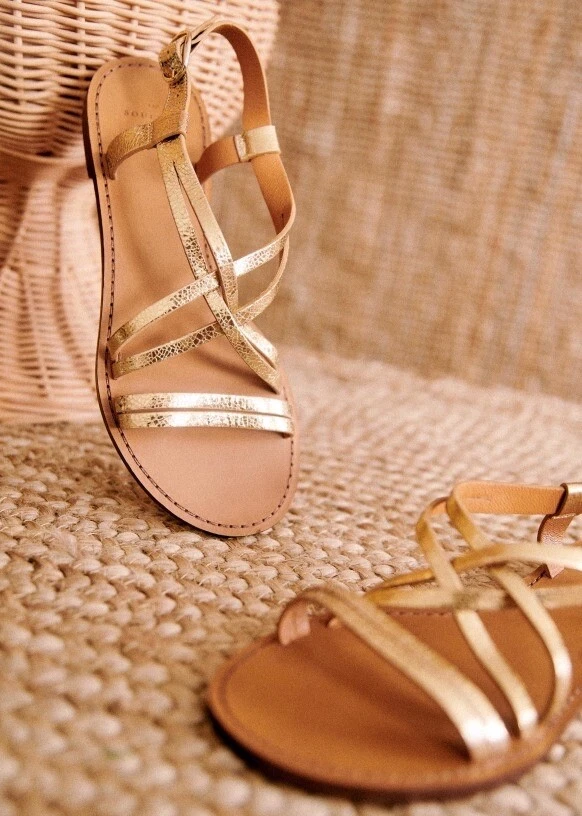 SEZANE MIA LOW SANDALS SMOOTH GOLD SIZE 41 US 10 eBay