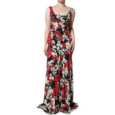 DOLCE & GABBANA Dress Black Floral Silk Sleeveless Long Gown IT42/US8/M 5180usd