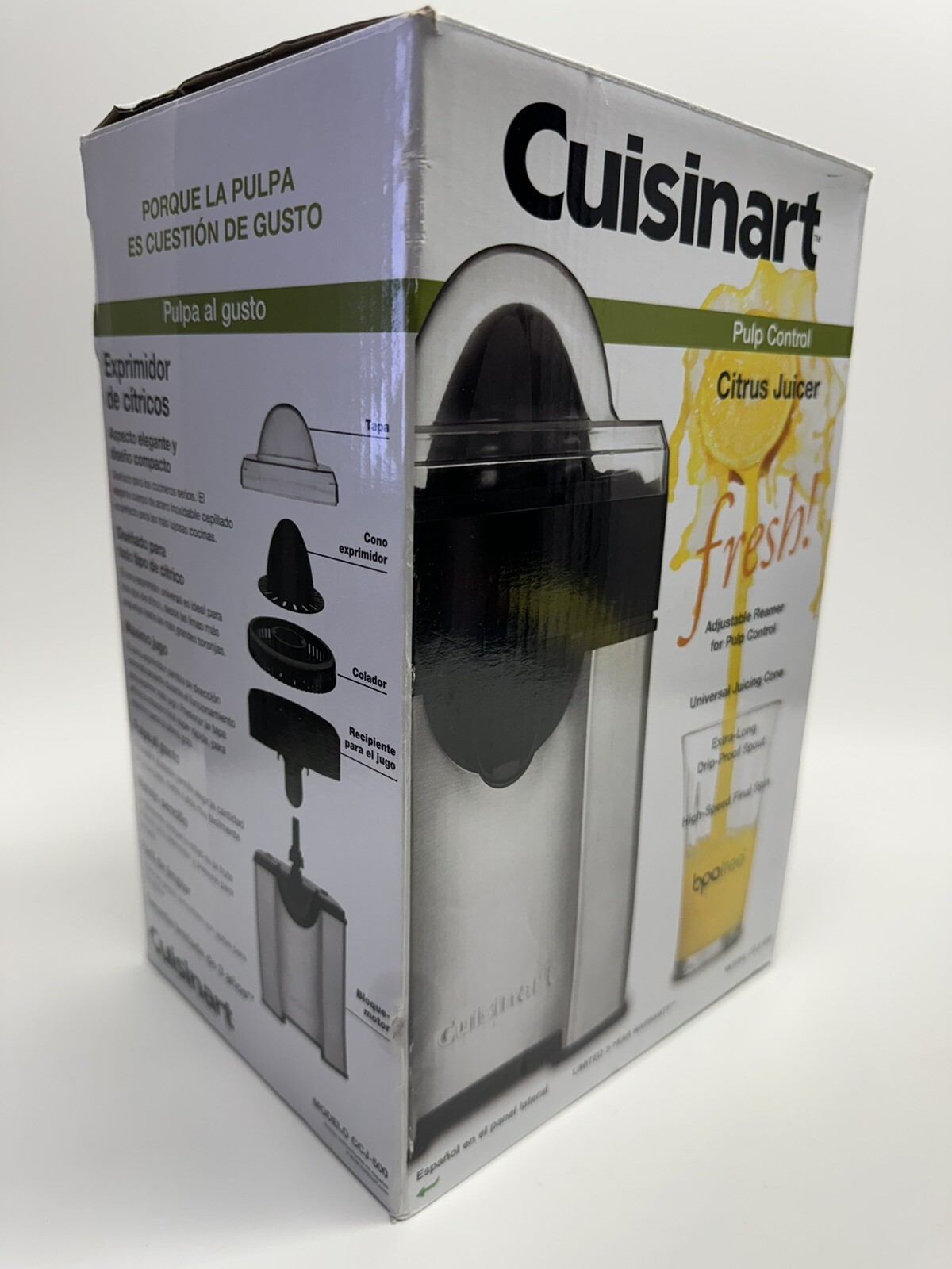 SEALED NEW Cuisinart CCJ-500 Pulp Control Citrus Juicer Brushed Stainless