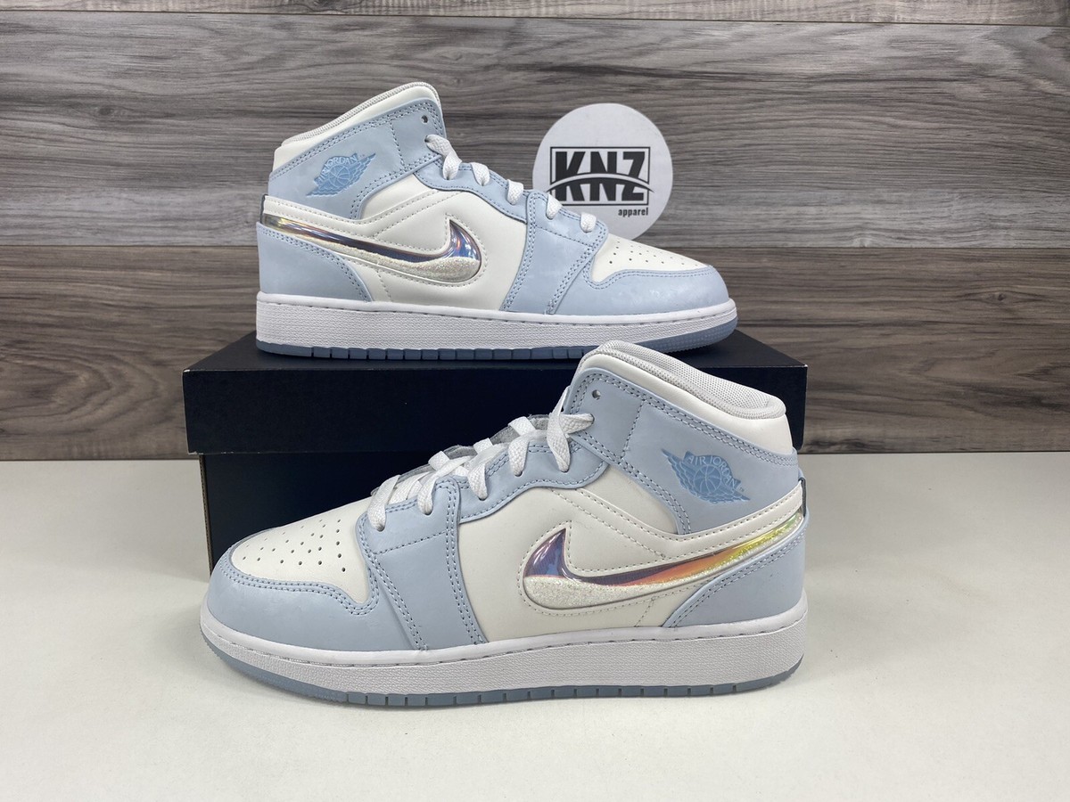 Nike Air Jordan 1 Mid Blue Tint Ice Blue White Glitter Nike Air Jordan 1 Mid Blue Tint Ice Blue White Glitter