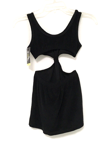 Cat & Jack Girl's Size S (6/7) Black Solid Swim Terry Cover Up Dress Black - Picture 9 of 9