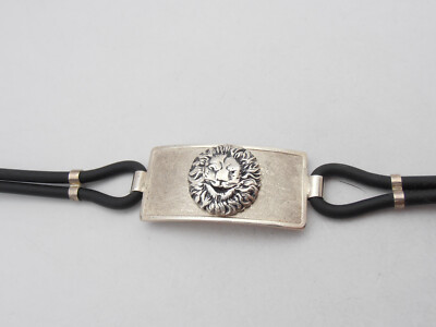 Leo Zodiac Sign Bracelet Sterling Silver 925 and Rubber Unisex Cozzi Gioielli