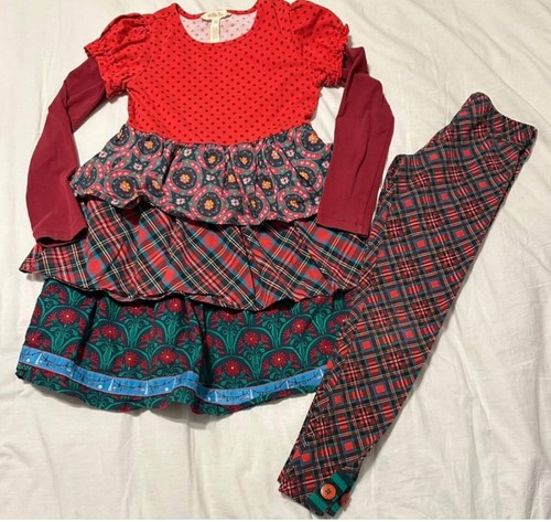 Matilda Jane Set Jolly Holiday Choose Path Christmas Dress & Leggings Size 8