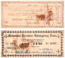 1942 Philippines Mountain Province 1P WW2 Emergency S595b Counter Signed KIANGAN
