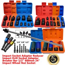 Impact Socket Adapter and Reducer Set Drill Socket Adaptor Drive 1/4" 3/8" 1/2"