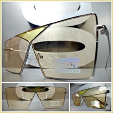 CLASSIC VINTAGE RETRO Modern SHIELD Style SUN GLASSES Gunmetal Frame Peach Lens