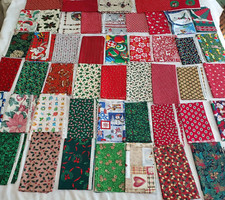 Lot of 54 Christmas Cotton Fabric Fat Quarters 50 Prints 4 Solids 3lbs 15 oz