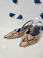 Kitten Heel Slingback Pumps Pointed Toe Snake Print Dressy Shoes US9