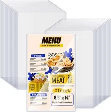 25PCS Menu Covers 8.5" x 14" Rigid Print Protectors Clear Plastic Page Sheet Pro