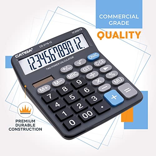 Premium Commercial 12-Digit Large Desktop Calculator with Huge 5-Inch LCD - Picture 7 of 8
