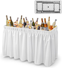Outdoor Ice Cooler Folding Table, Portable Tailgate Camping Fishing Cleaning Tab
