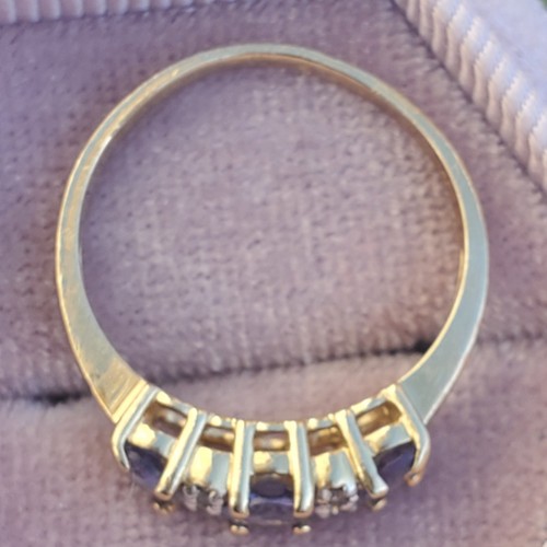 14K VINTAGE SOLID YELLOW GOLD LAVENDER AMETHYST & DIAMOND WOMEN'S RING SZ- 6.25 - Picture 5 of 23