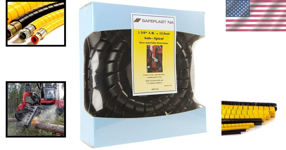 Easily Installed 1.5" OD x 12' Black Spiral Hose Protector for Diverse Use - Image 2 of 4