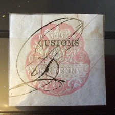 GB EMBOSSED CUSTOMS STAMP Used 1d Very Nice 😊 DATED. Rare or very uncommon. 