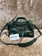 sac Balenciaga neo classic city xs extra supple croc | forest green bandouliere