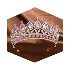 Crystal Tiaras and Crowns for Women - Wedding and Birthday Party Gold Purple