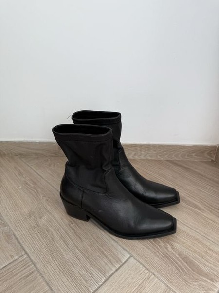 Women Stuart Weitzman Boots Black Leather 38.5