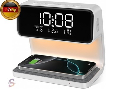Lichtwecker, Wecker Digital mit Ladefunktion 15W Wireless, Nachttischlampen
