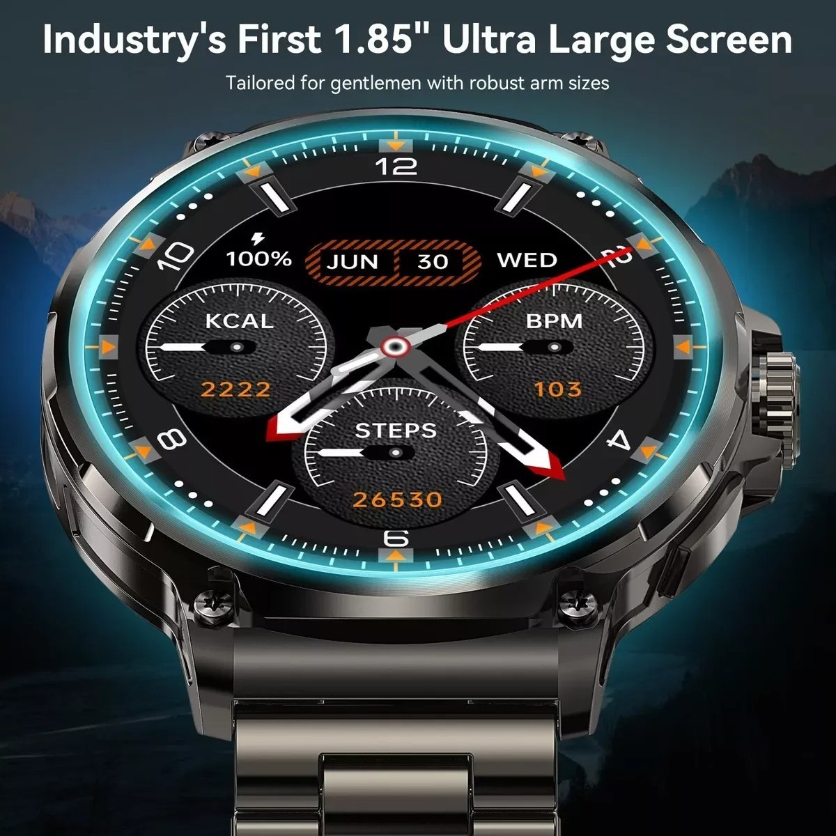 GPS Smart Watch Uomo Display AMOLED 1.85" HD 710mAh BT Chiamata Impermeabile Fitness foto 2