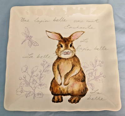 Bunny Floral Le Lapin Belle Ceramic 11'' Square Plate