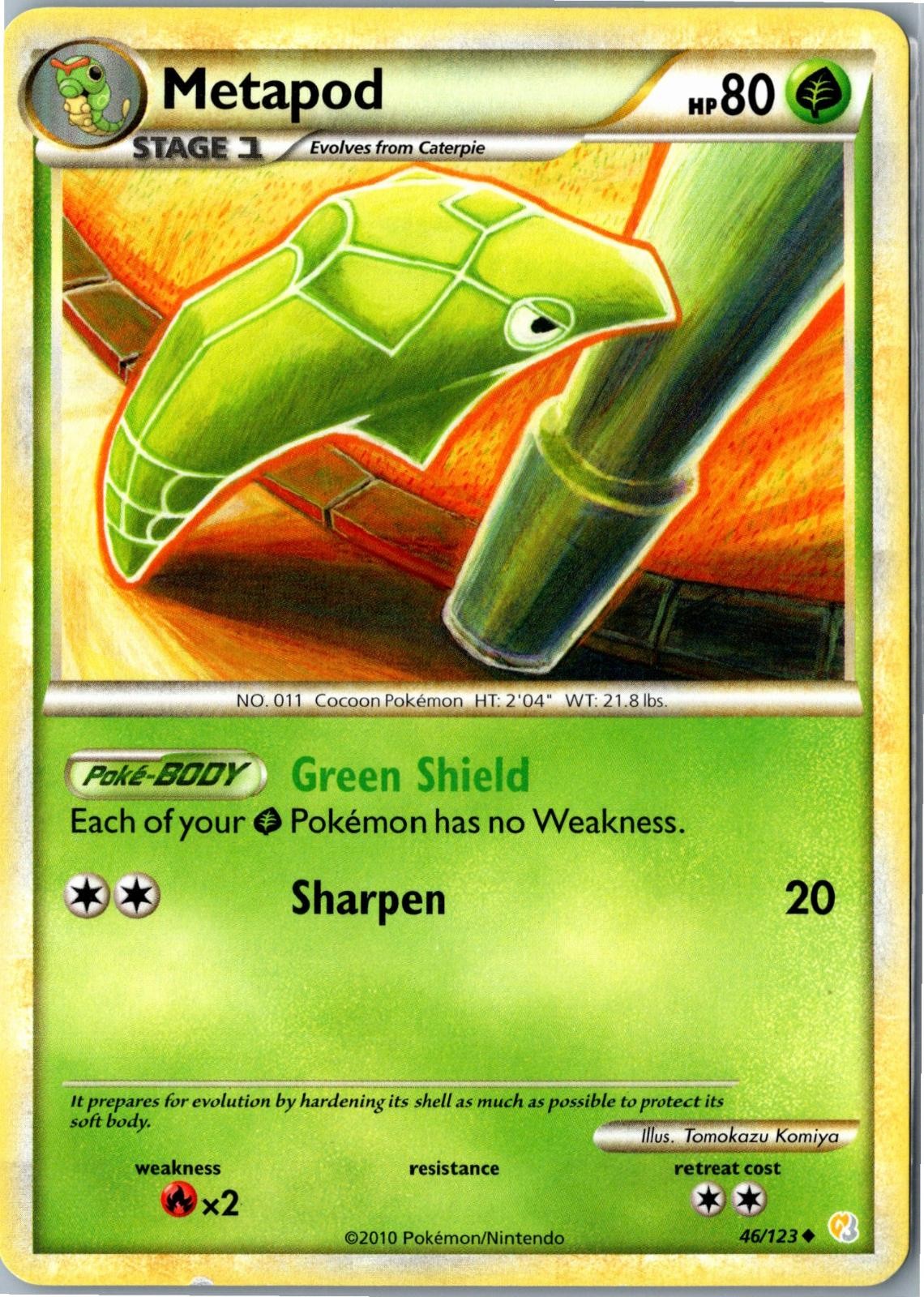 Pokemon Card - Metapod - HeartGold & SoulSilver - 46/123 - Uncommon - MP