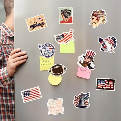 12Pcs Independence Day Refrigerator Magnets Vintage Patriotic American Flag - Picture 5 of 7