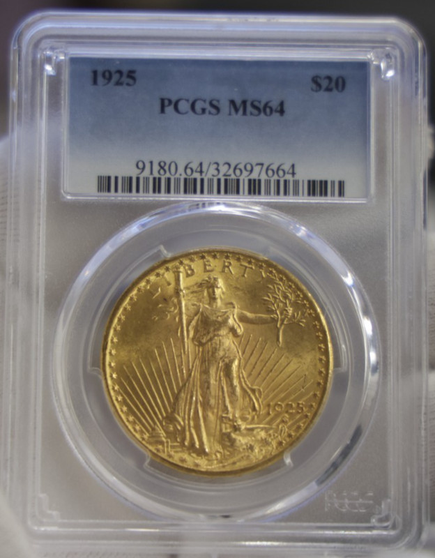 1925 US $20 Saint Gaudens Gold Piece Double Eagle MS64 PCGS