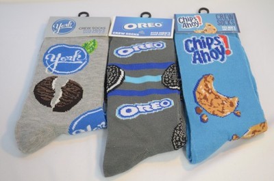3 Pair Men's Novelty Casual Crew Socks Size 6-12 Snack Foods Oreo Chips York