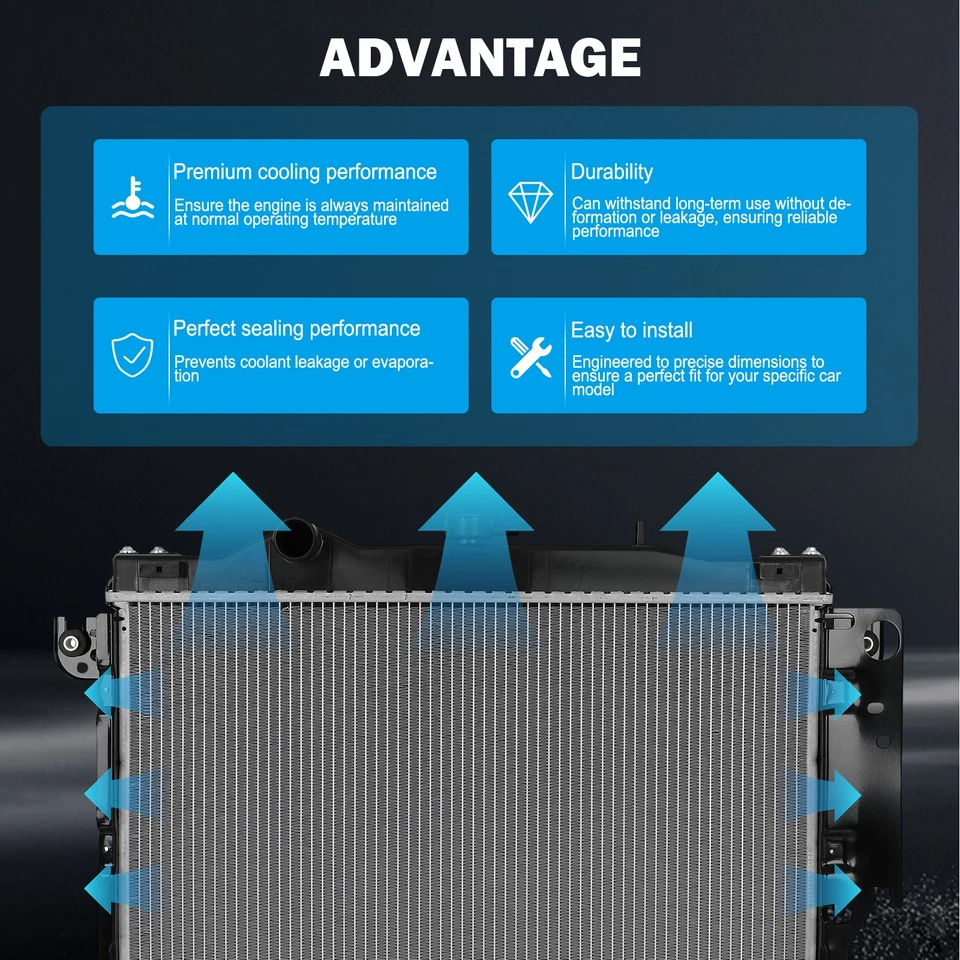 Aluminum Downflow Radiator For 1992-1996 Dodge Dakota 5.2L & 3.9L Foto 4 de 4