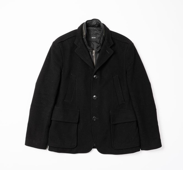 Men Hugo Boss Coat Black Wool 40 /L / 48