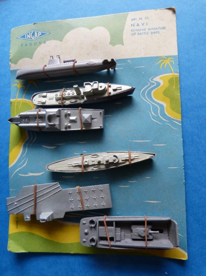 6 Ingap Padova Kunststoff Modelle 8 bis 10 cm U Boot Flugzeugträger Kreuzer OVP