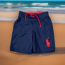 Polo Ralph Lauren Red Blue Big Pony Bathing Suit Swim Trunks Boys Sz. 6