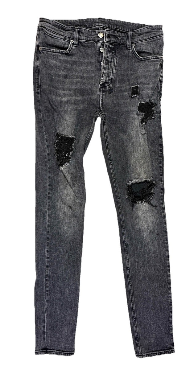 KSUBI Van Winkle Jungle Patch Noir Button Fly Jeans Men's 33