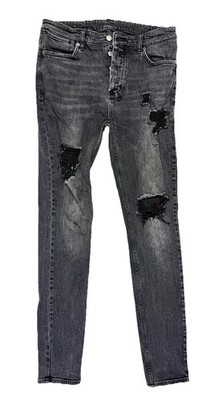 KSUBI Van Winkle Jungle Patch Noir Button Fly Jeans Men s 33 Measure 31x32 Black