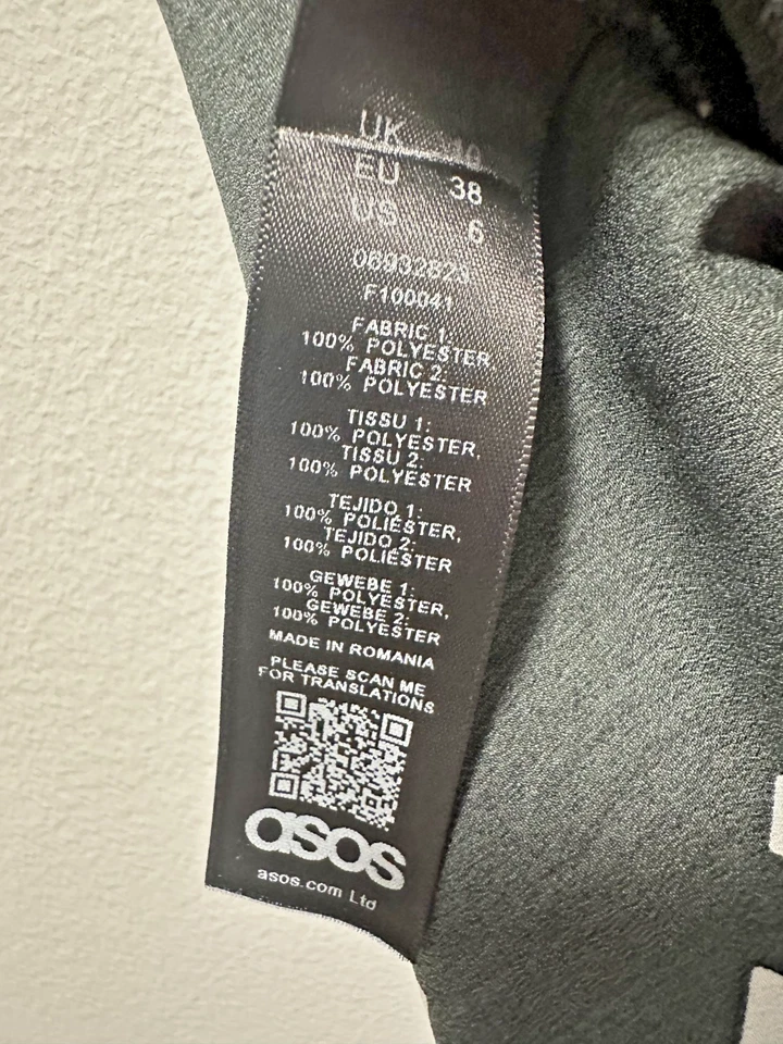 ASOS Women’s Mixed Print Midi Dress Size 6 Black White Floral Long Sleeve Boho - Image 3 of 4